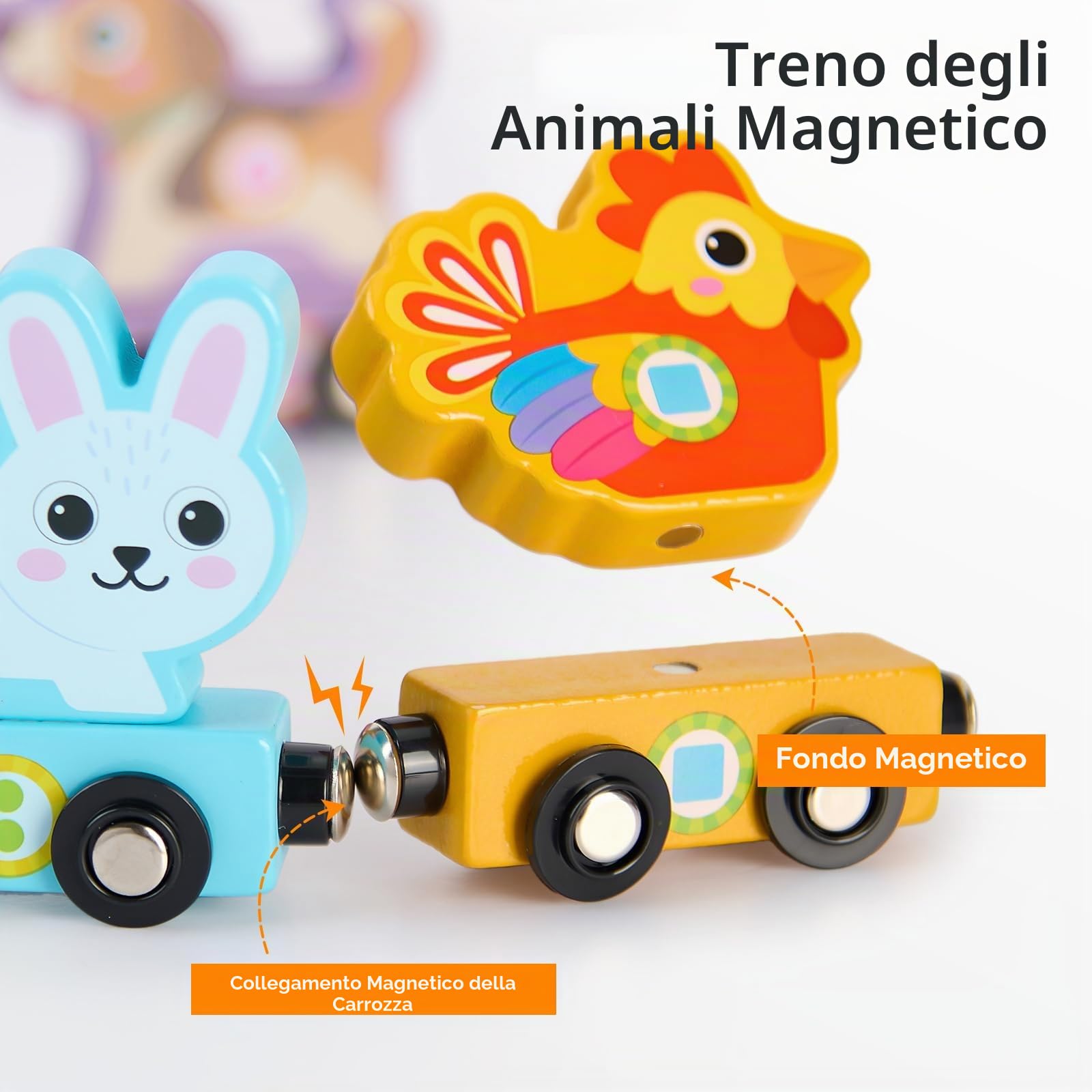Atoylink Fattoria Cubi Impilabili di Giocattoli per Bambini, Giochi Montessori con 6 Cubi Impilabili & 6 Fattoria Animali Bambini & 6 Trenino Legno, Gioco Educativo Regali per Bambini di 3 Anni