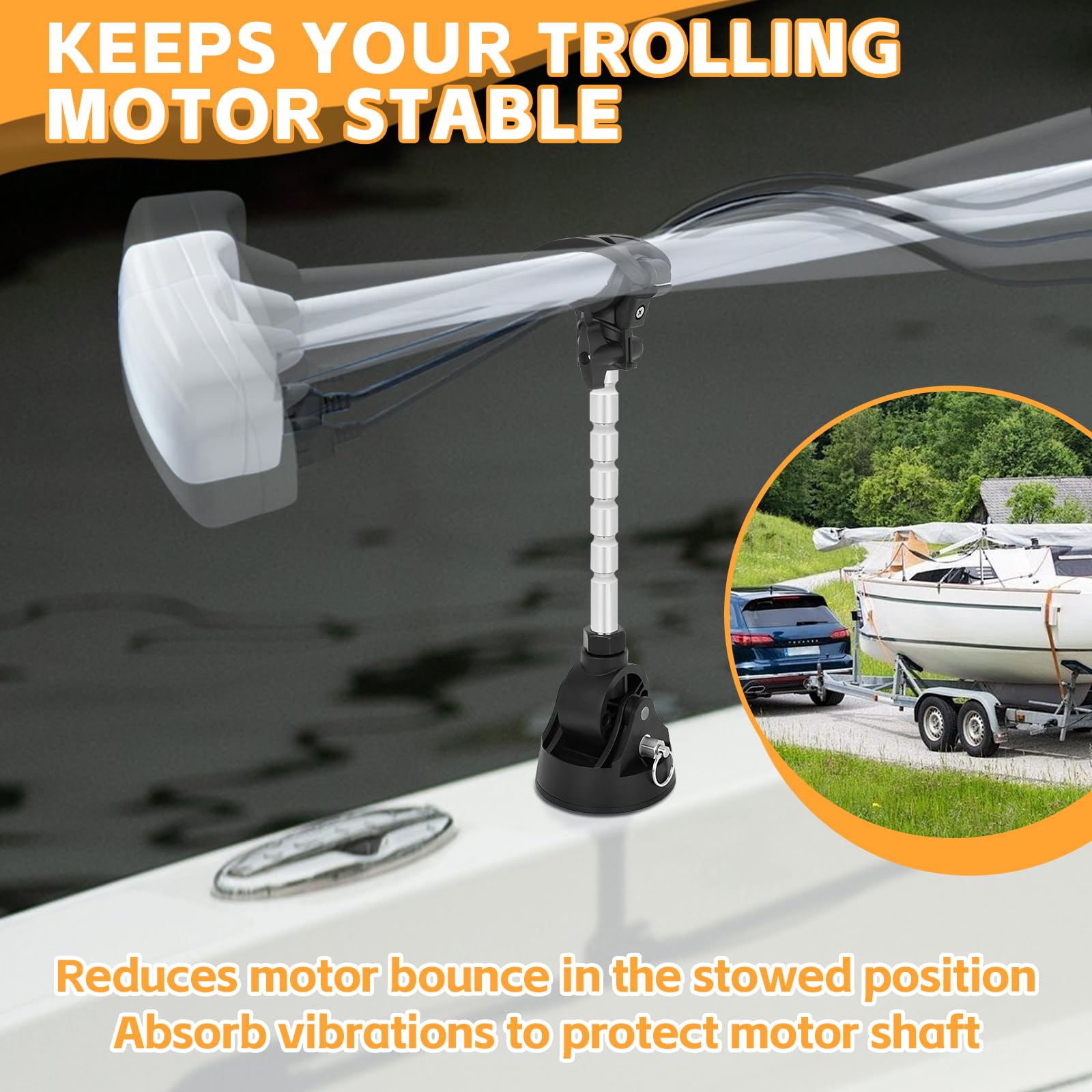 Soporte estabilizador para motor de trolling, soporte de montaje de grado marino para motores de trolling, aluminio de grado marino y construcción de acero inoxidable para Minn for Kota