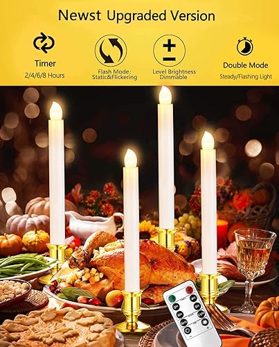 Miniatura 9 de YAUNGEL Velas de ventana, paquete de 2 velas LED de Navidad que funcionan con pilas para ventanas con temporizador remoto, luces eléctricas con