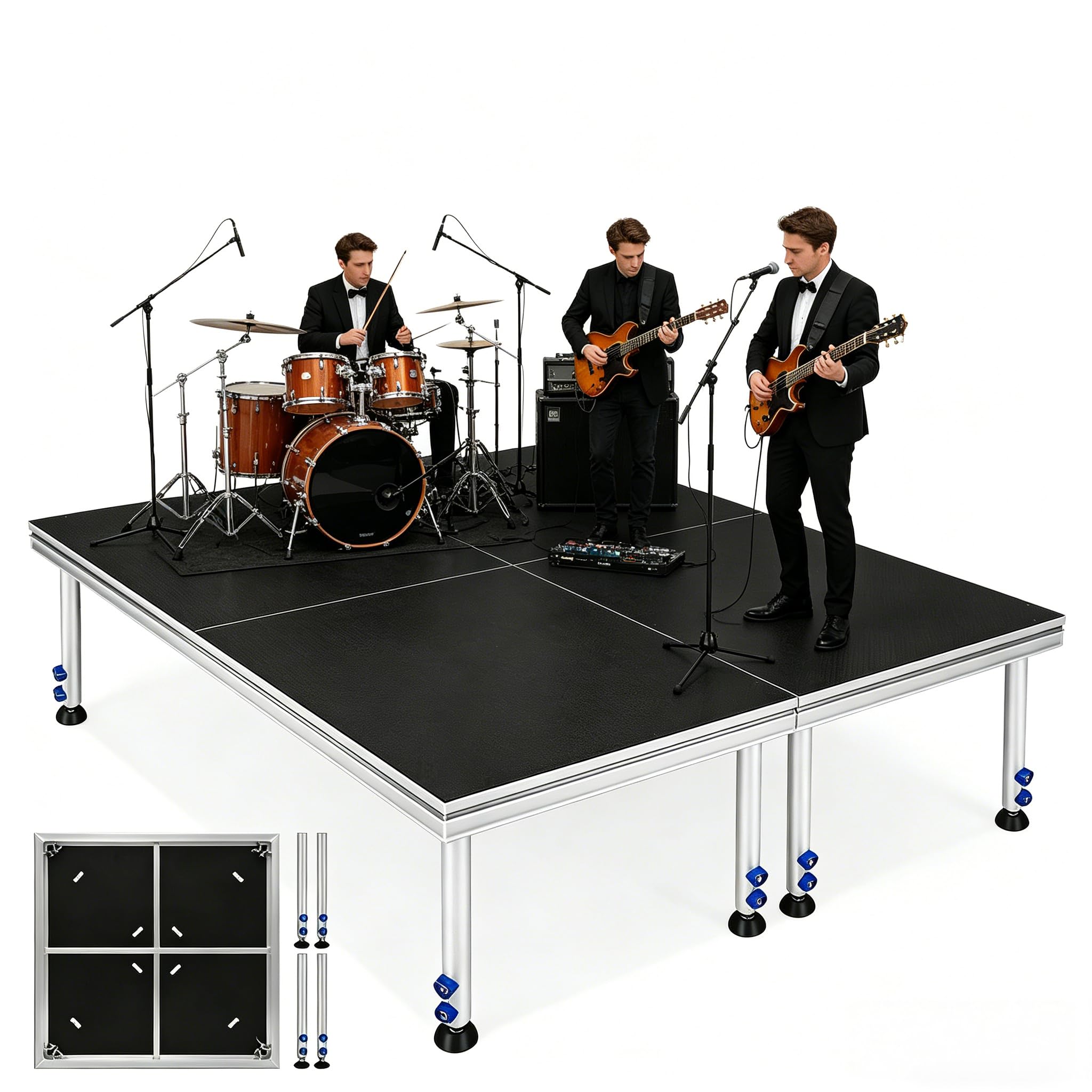 4Pcs Portable Stage Platform, 1900LBS Load Heavy Duty Aluminum Stage Riser