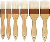 Yeabwps 6-Piece Pastry Brushes Set: Boar Bristles & Beech Wood Handles - 1", 1.6", 3" Sizes for Baking, BBQ, Butter & Oil Spreading