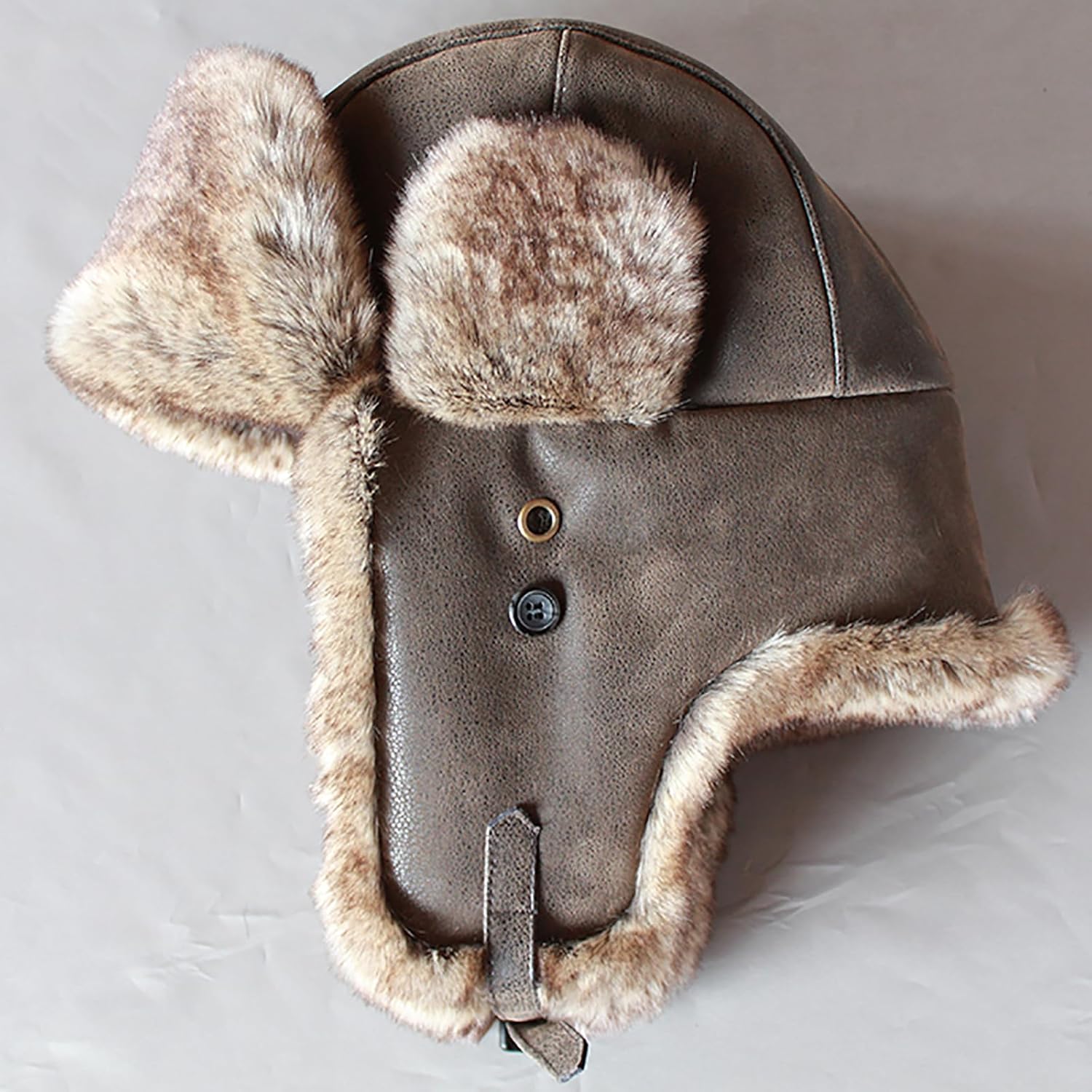 Winter Waterproof Trapper Hat Faux Leather Aviator Pilot Cap Warm Fleece Lined Bomber Hats for Mens Womens