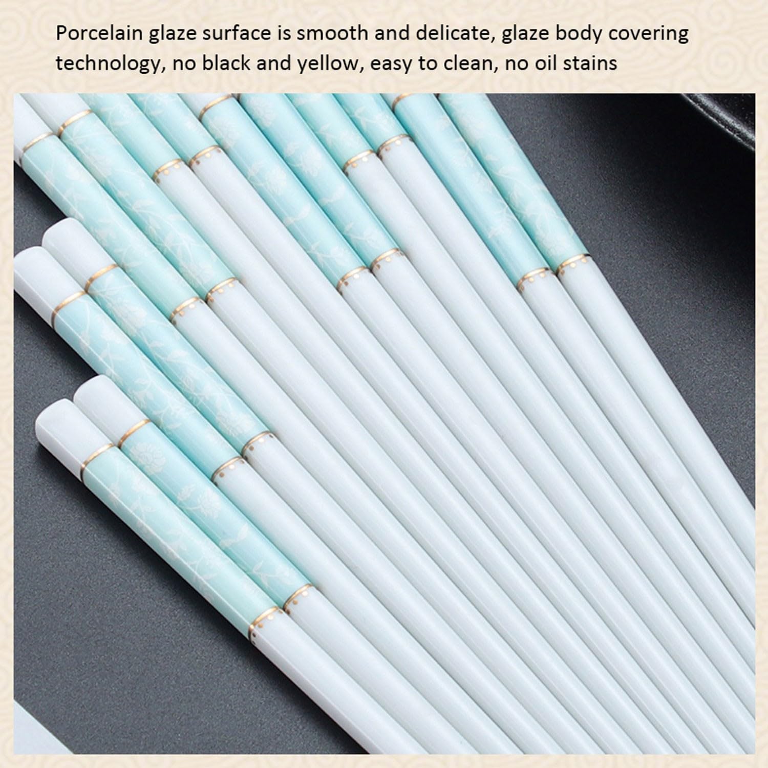 Baguettes en métal réutilisables, en Porcelaine osseuse, antidérapantes, Haut de Gamme, pour la Maison, en céramique, 10 Paires，E 25cm