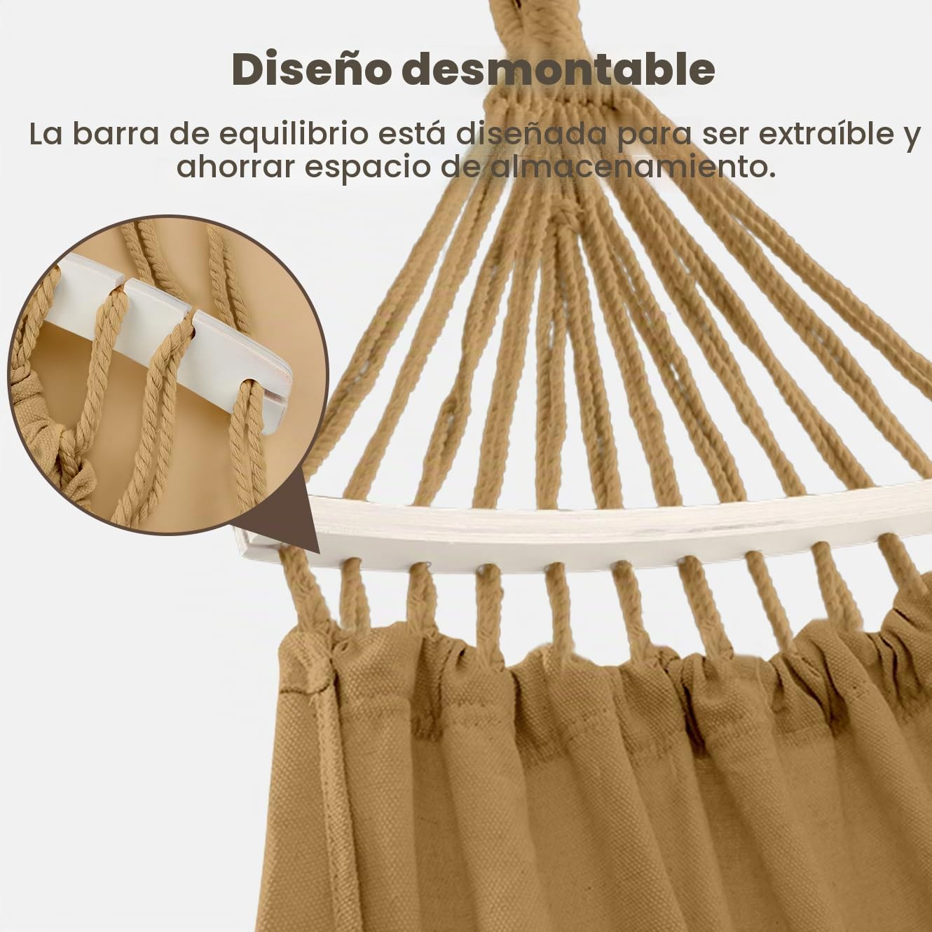 MOSFiATA Hamaca Jardin Boho, Hamaca Colgante con Flecos und Travesaño, Hamacas Tela Cómoda & Fácil de Montar, Capacidad de Carga de 250 kg