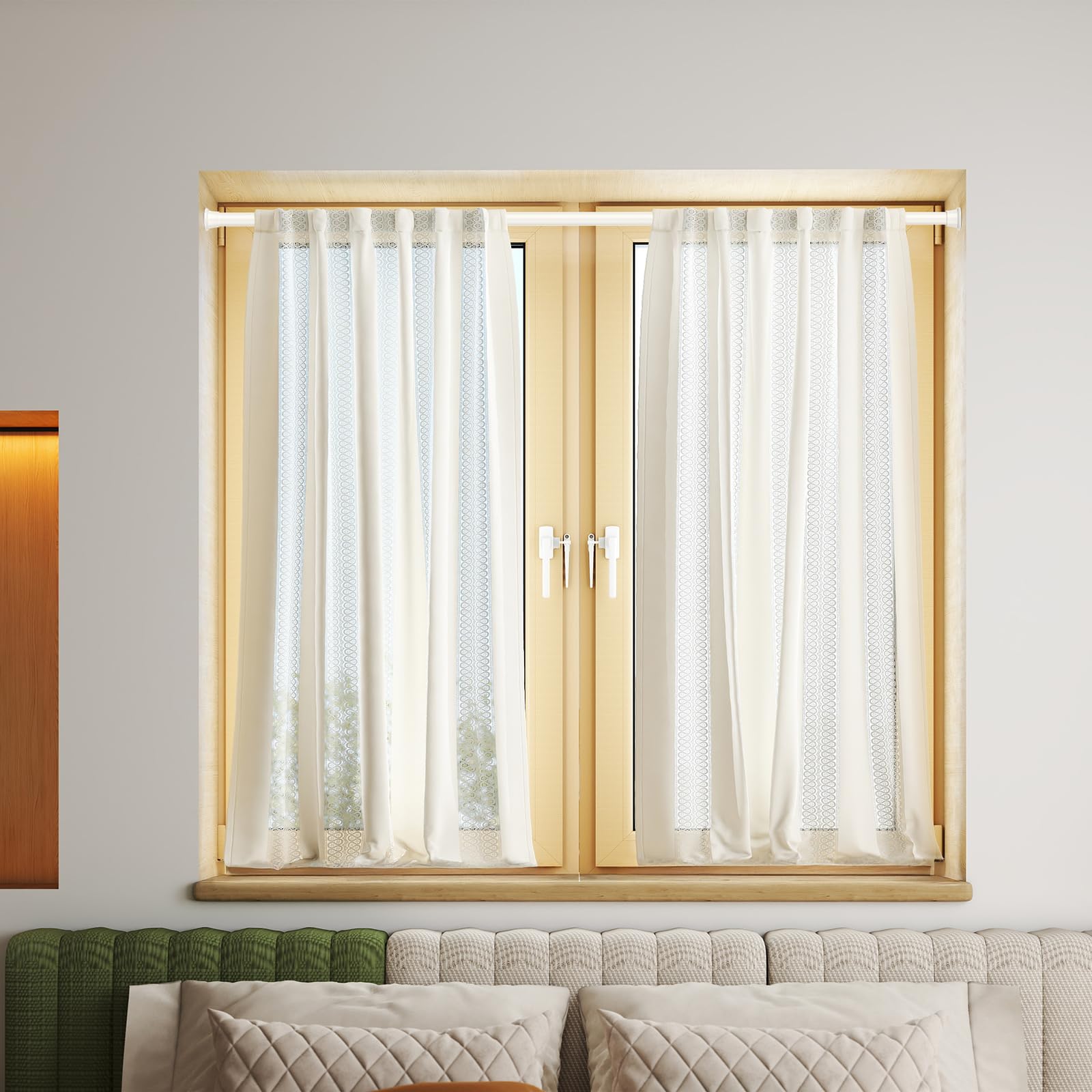 AIZESI Lot de 2 tringles à rideaux réglables de 45,7 à 91,4 cm sans perçage pour fenêtre, porte, placard, armoire, placard, blanc