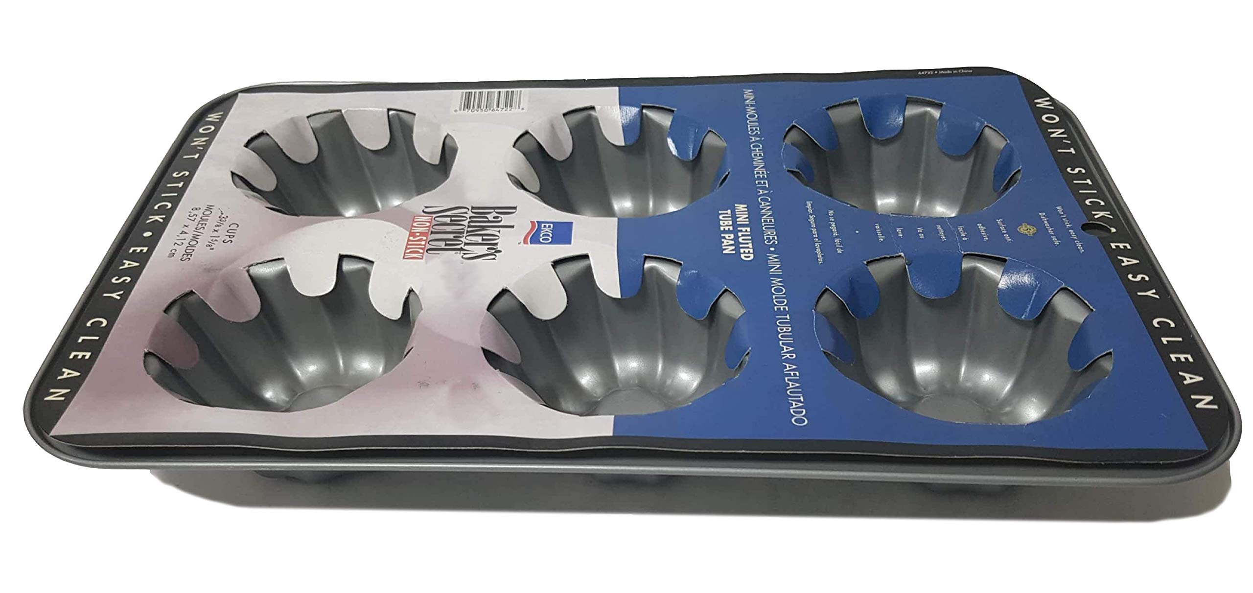 Ekco Baker's Secret 6-Cup Mini Fluted Tube Pan Non-Stick – Cup Size 3/8 X  5/8 Moldes x cm