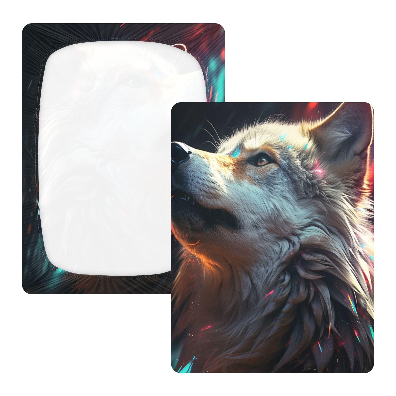 Abstracto Triste Lobo Oscuro Espacio Sábana de Cuna para Niños Pequeños,Sábanas de Algodón Suave para Bebés Aptas para Colchón Corralito