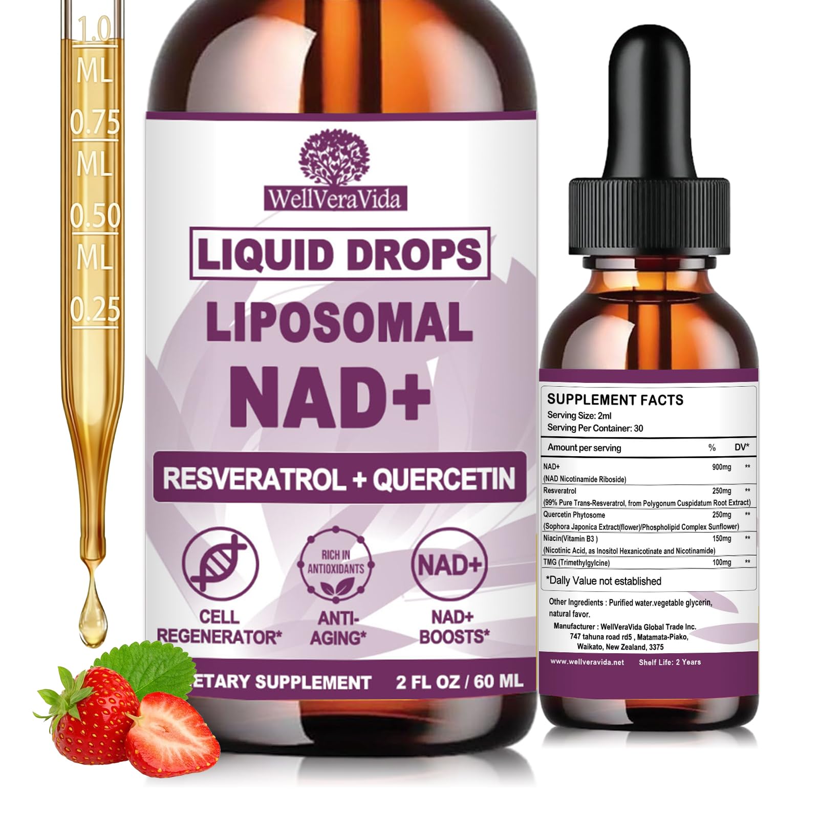 NAD+ Supplement for Women Men, Liquid Nad⁺ Plus Resveratrol,NMN Alternative