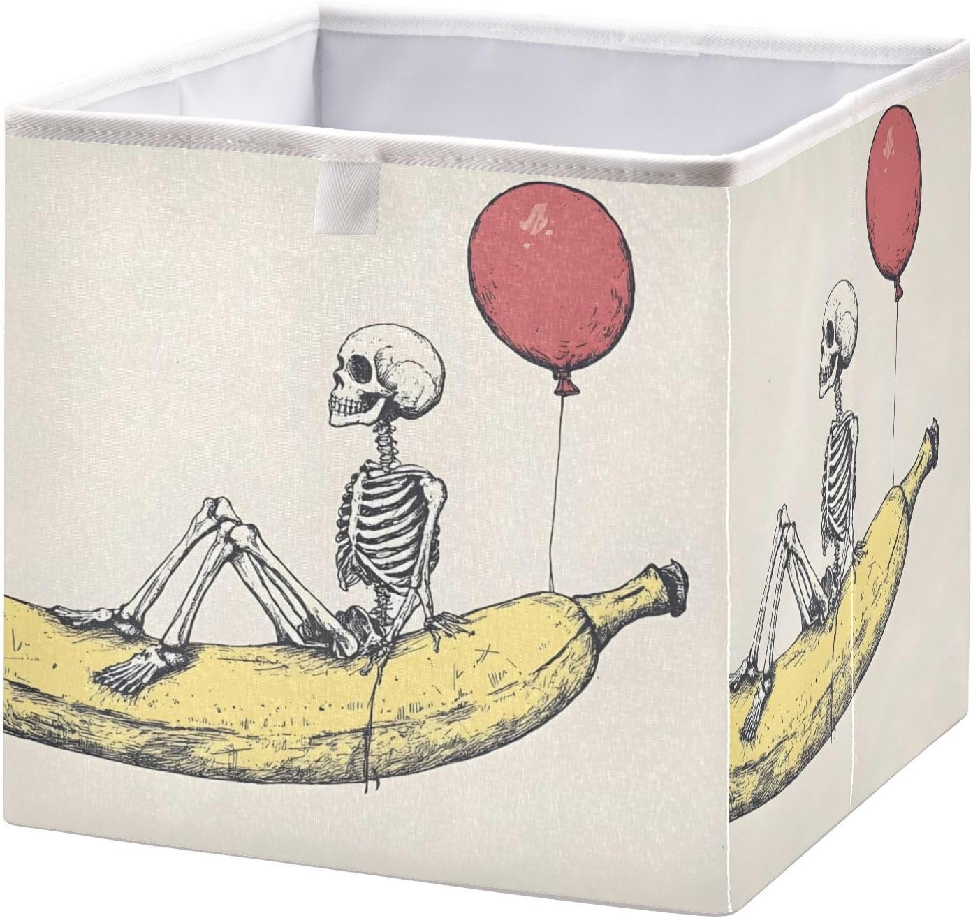 Funny Skeleton Balloon Storage Bins for Organize, Foldable Organizer Cubes Box Fabric Storage Basket