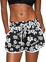 ForGandPL Women's Floral Beach Boardshorts with Pockets - Summer Swim Trunks for Surf & Beach