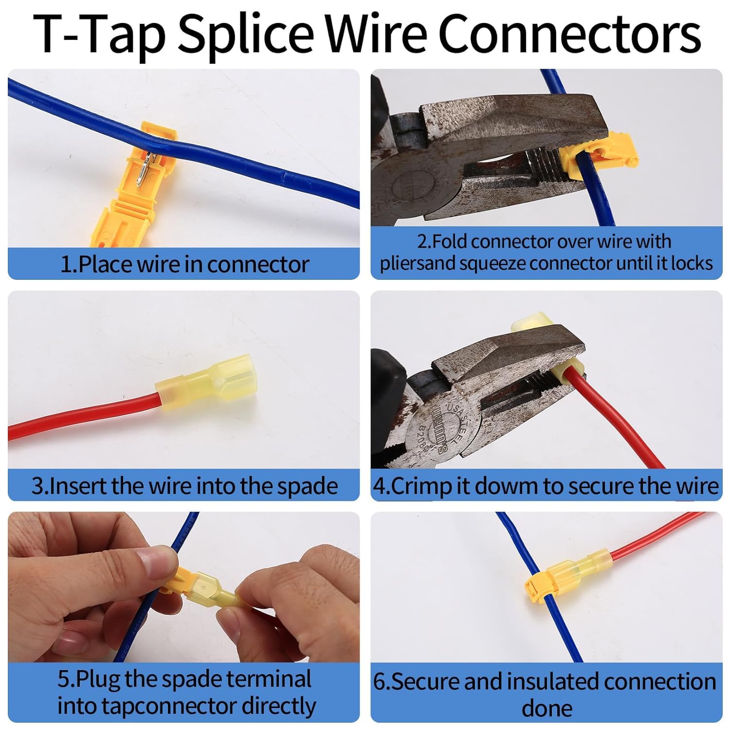 60 Pcs T Tap Electrical Connectors, Wire Quick Splice Connector, Insulated Electrical Wire Connectors - Image 3