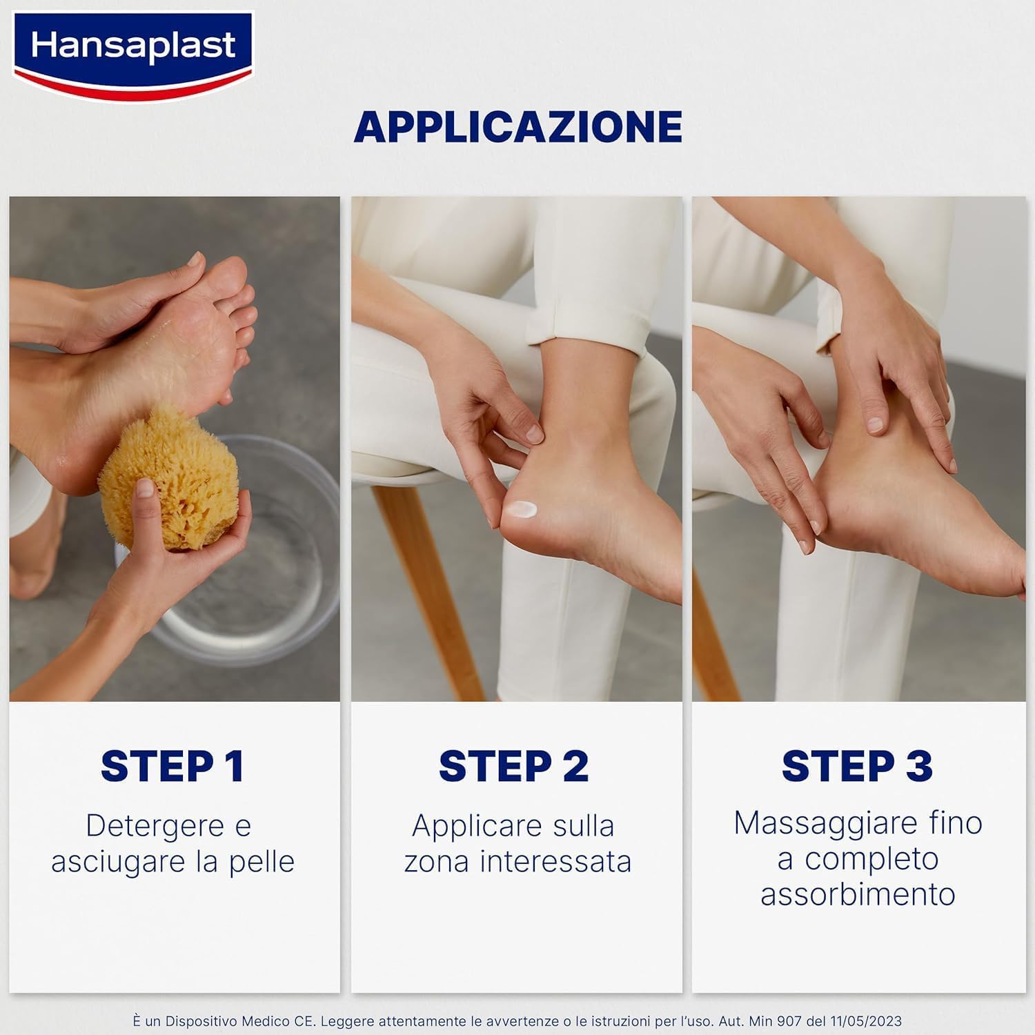 Hansaplast Crema Idratante per Piedi Secchi, Crema piedi secchi screpolati intensiva e nutriente, Formula per piedi ruvidi con 10% di urea, 1 confezione da 100 ml