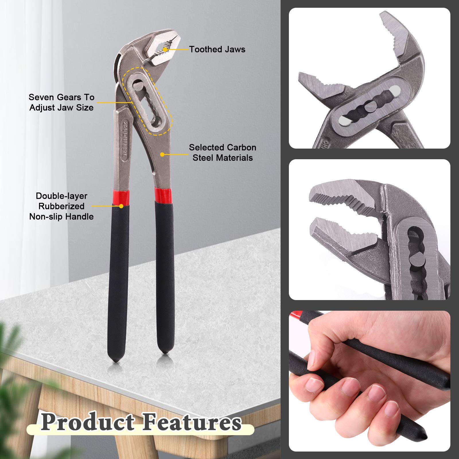20-Inch Water Pump Pliers - Adjustable Groove Joint Pipe Wrench With Non-Slip Grip - Cal-Hawk Brand 7 thumbnail image