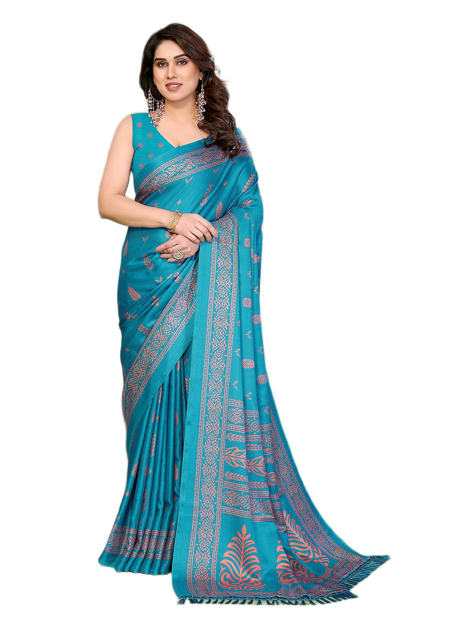 Printed Blocked Printed Daily Wear Chiffon Georgette Saree With Blouse-image-22