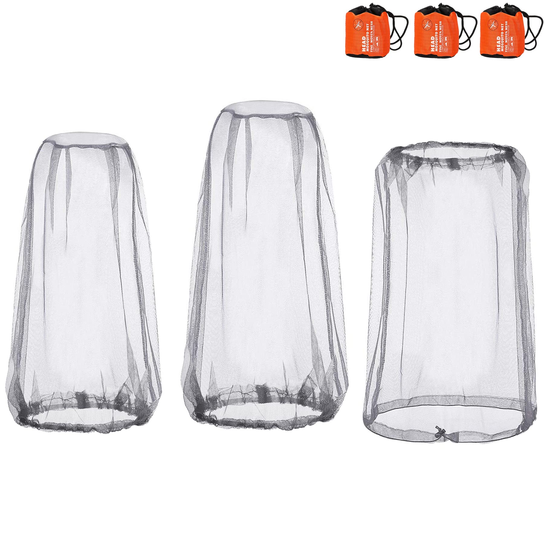 Mosquito Head Net Mesh, Face Neck Fly Netting Hood from Bugs Gnats No-See-Um Net for Any Outdoor Lover (3Pcs)