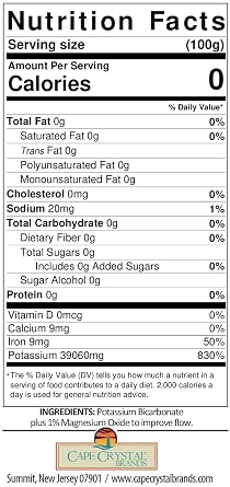Potassium Bicarbonate 14-oz USP Food Grade Crystalline Powder - Baking Soda Substitute Good Salt Alternative - Gluten Free, Non-GMO, Kosher Certified
