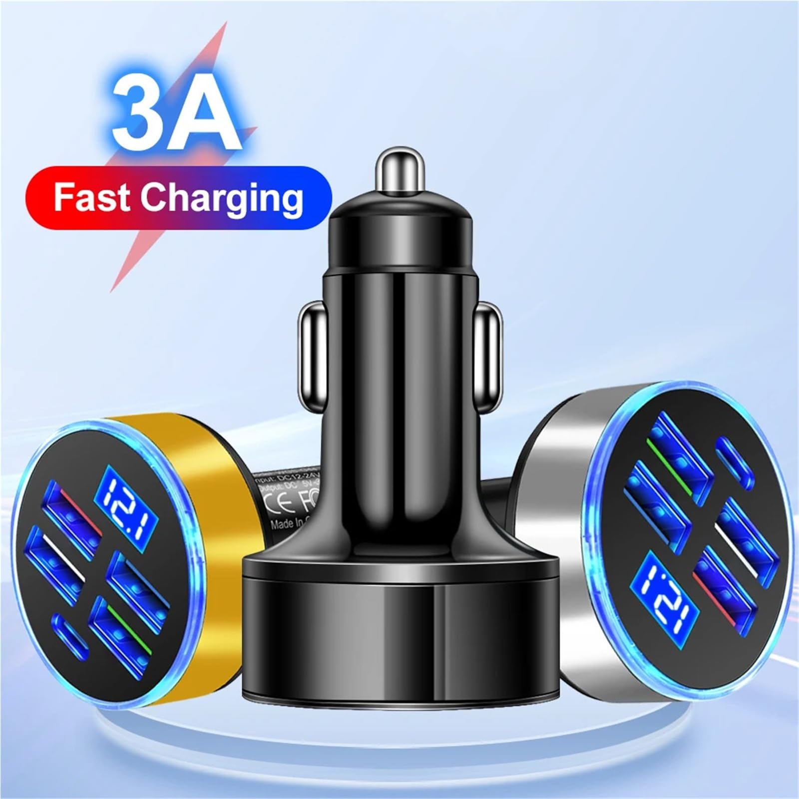 caricabatterie auto, Adattatore for telefono di tipo C con ricarica USB da 3, 1 A(4UC)