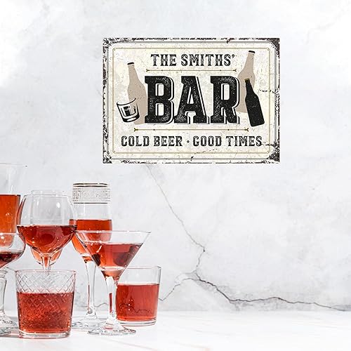 Miniatura 3 de Letrero de barra personalizado, con nombre de barra rústico personalizado para Navidad, para interiores y exteriores, 10 x 14 pulgadas, aluminio