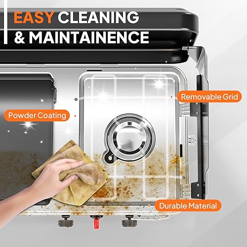 Miniatura 5 de ROVSUN Estufa de camping portátil 2 en 1 con parrilla