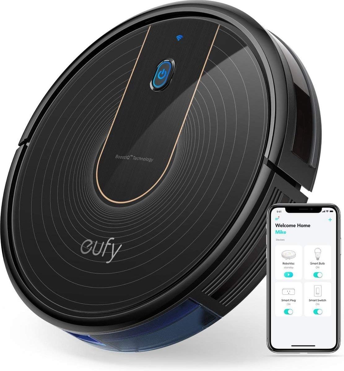 eufy RoboVac 15C Robot Vacuum Cleaner with smartphone app interface
