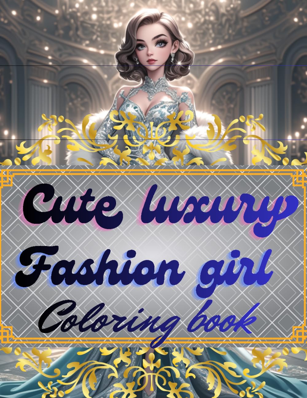 Cute luxury fashion girl: Coloring book for adults 200 pages