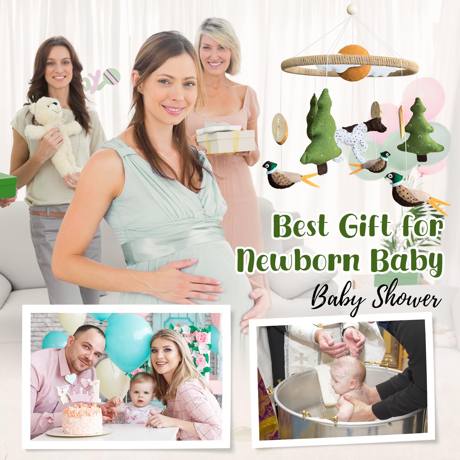 Mobile pour bébé pour berceau, chasse au faisan, berceau de bébé pour garçons et filles, fait à la main, décoration de chambre d'enfant, décoration de chasse à faisan, cadeau de nouveau-né