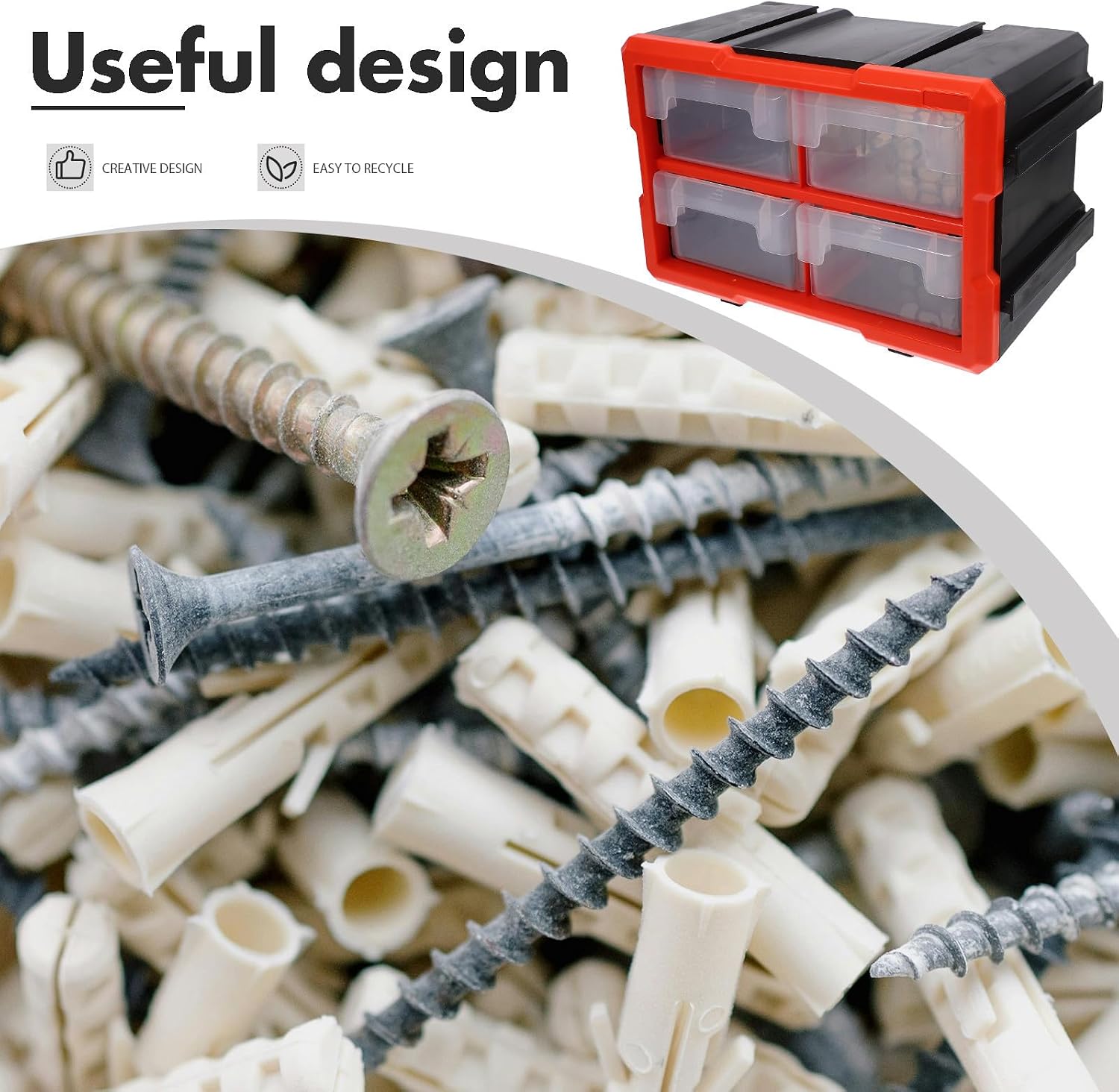 Multi-drawer Hardware Organizer Box with Pvc Visibility and Modular Design for Flexible Use, Small Parts Storage Toolbox Organizer for Workshop and Electronics