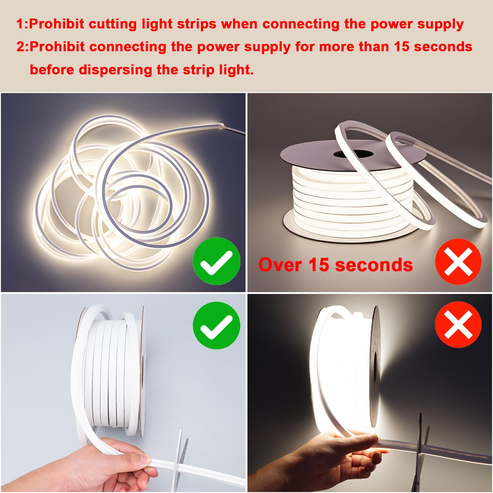 BENLUN Striscia LED Neon 24V Esterno Impermeabile IP65 15 Metri 10W/m | 4000K Bianco Naturale Luci LED Neon 400lm/m per cucina, Cortile, Giardino, Salotti, Residenziale (Alimentatore non Incluso)