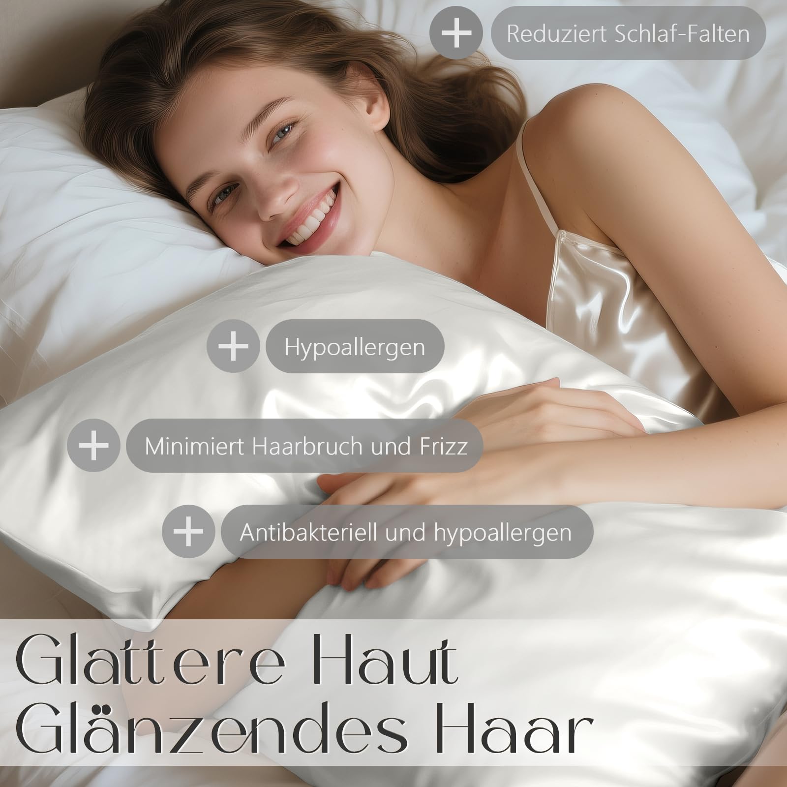 ZIMASILK Funda de Almohada de Seda 40x80 cm | 100% Seda de Morera Pura 22 Momme | Certificado Oeko-Tex® | Seda de Grado más Alto 6A, Suave en Ambos Lados para Piel y Cabello | 1 Pieza, Blanco