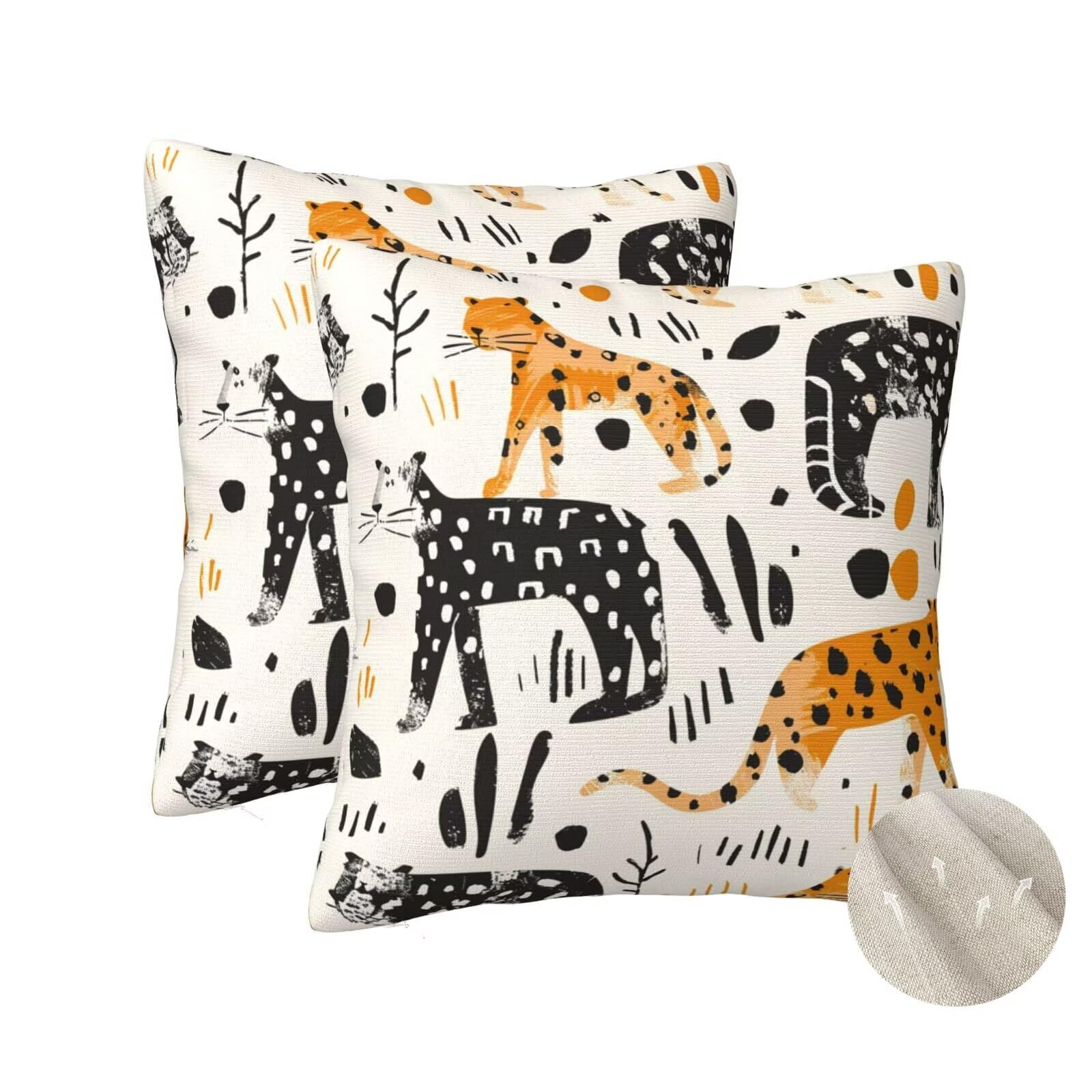 Housse coussin 60x60 cm beige jaune léopard pour décorer un canapé de salon chaleureux