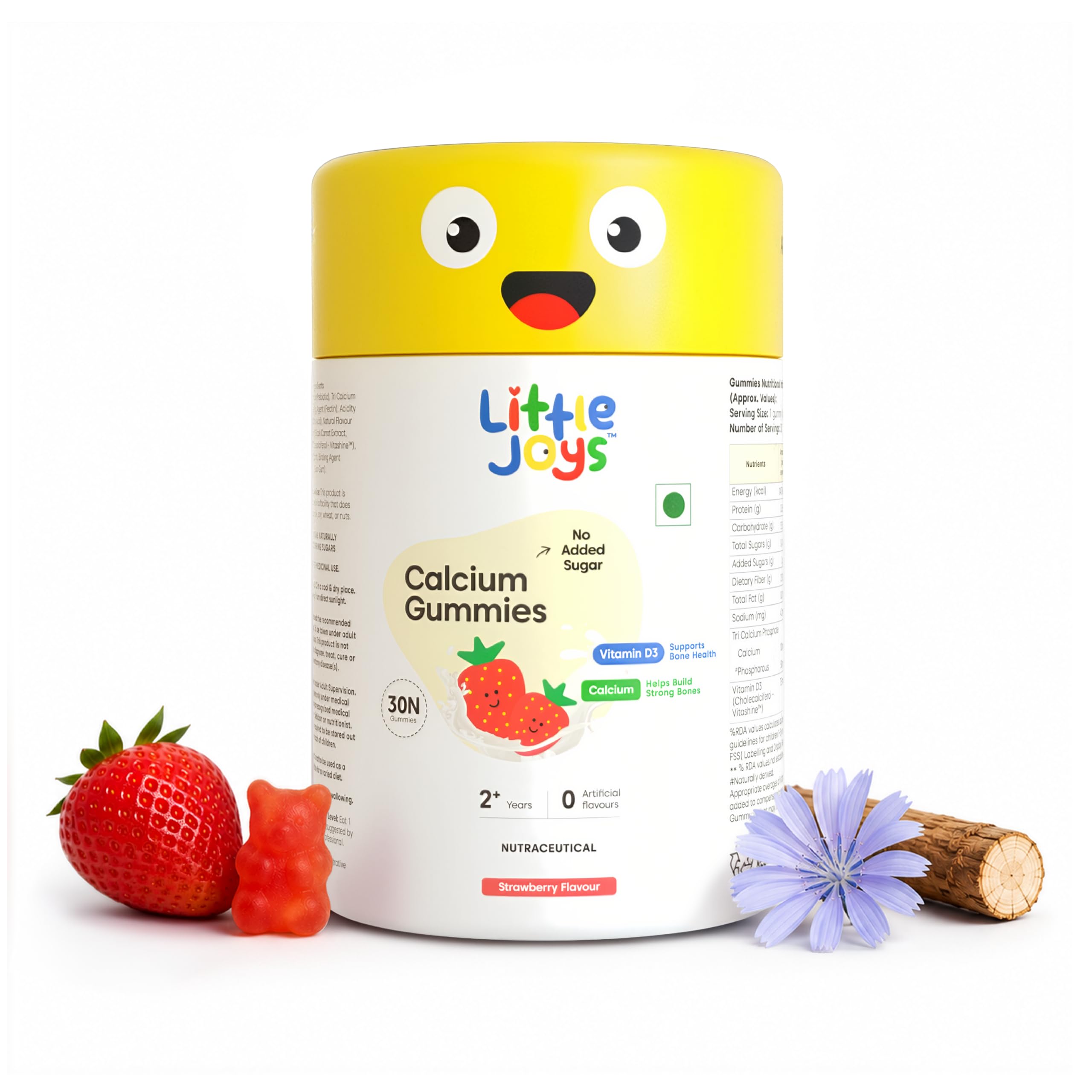 Little Joys Calcium & Vitamin D Gummies for Kids (2+ years) With No Sugar Added | For Stronger Bones, Joints, Teeth & Immunity | Strawberry Flavour | 30 Gummies-image-16