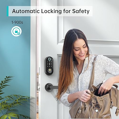 Miniatura 4 de Cerradura inteligente, cerradura de puerta de entrada sin llave Hornbill con 2 manijas de palanca, juegos de manijas de puerta delantera de huellas
