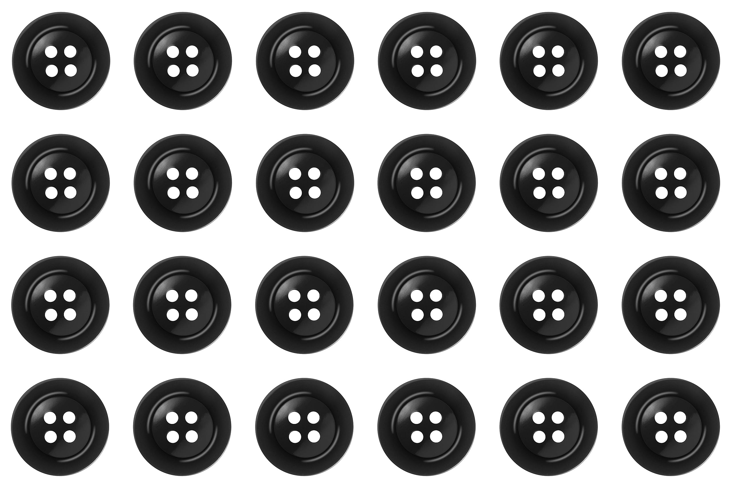 Pack of 24 Black 19mm Round Sew On Buttons for Trousers with Braces Suits Skirts Domed 4 Holes