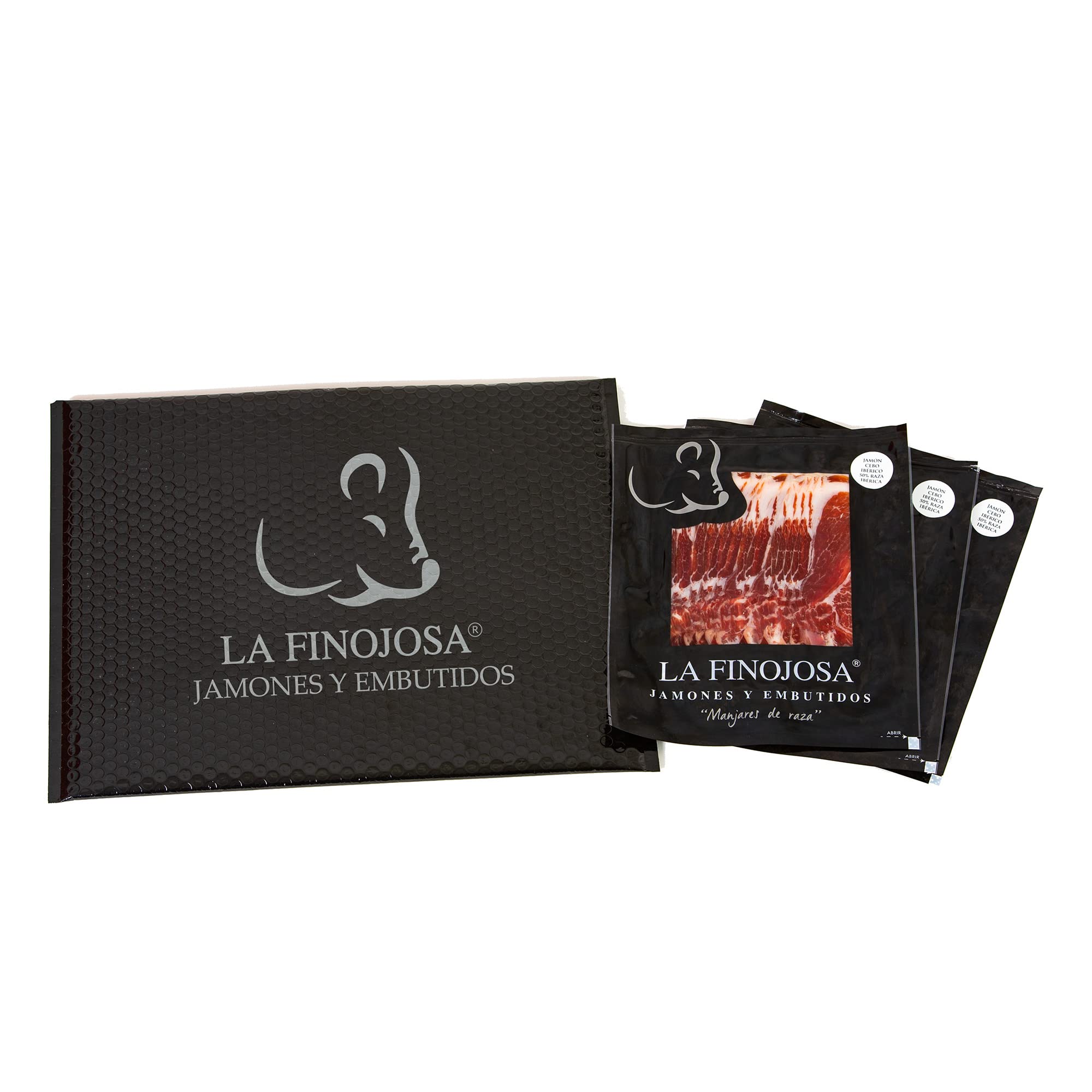 Jamón de Cebo Ibérico 50% Raza Ibérica - Jamón Loncheado - 3 Sobres de 100 g - Mínimo 30 Meses de Curación - Pata de Jamón Envasada al Vacío - Aroma Agradable e Intenso - La Finojosa