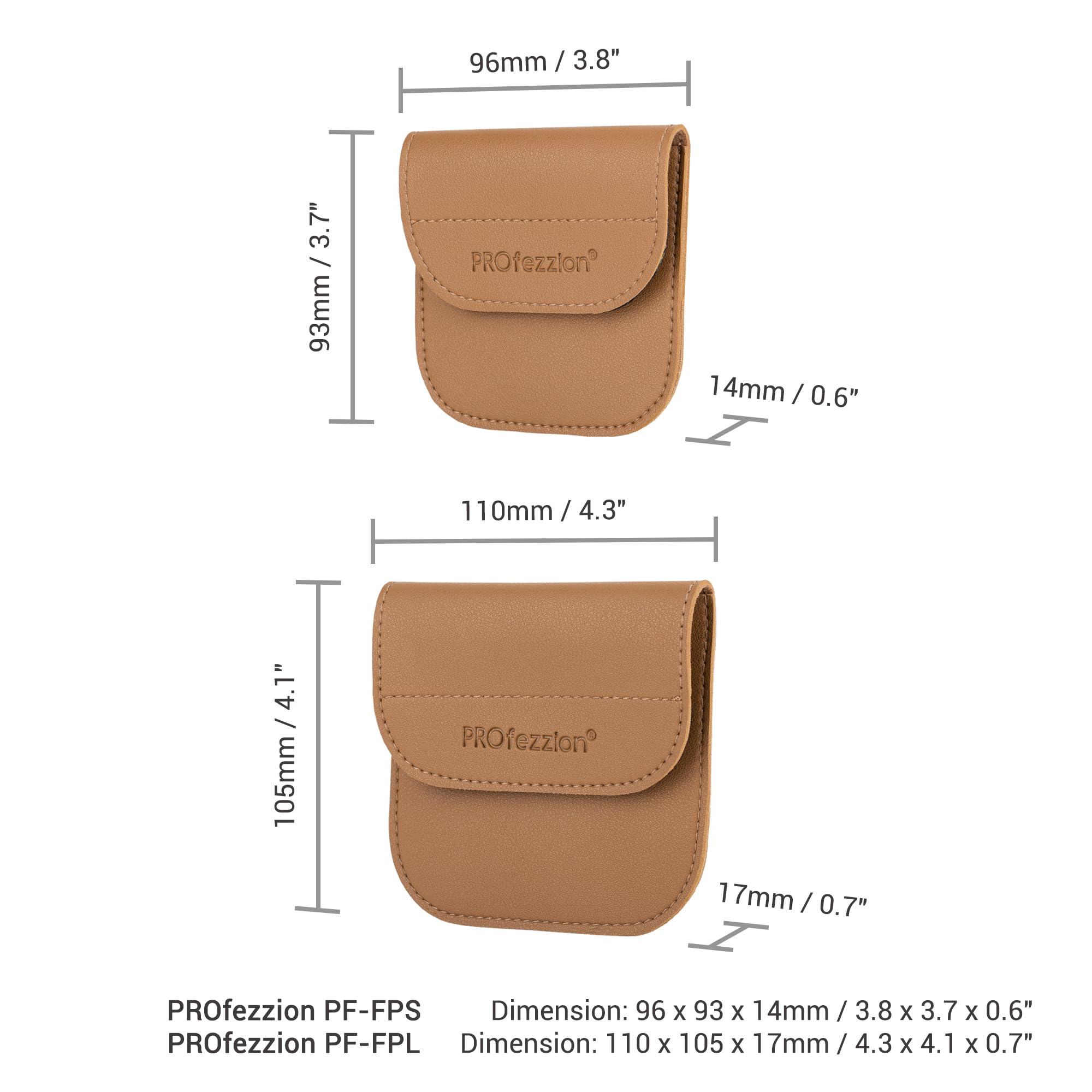 PROfezzion Pochette de rangement pour objectif d'appareil photo de luxe pour 1 filtre tels que UV, CPL, ND, filtre polarisant, filtre à densité neutre, filtre de diffusion noir jusqu'à 58 mm de