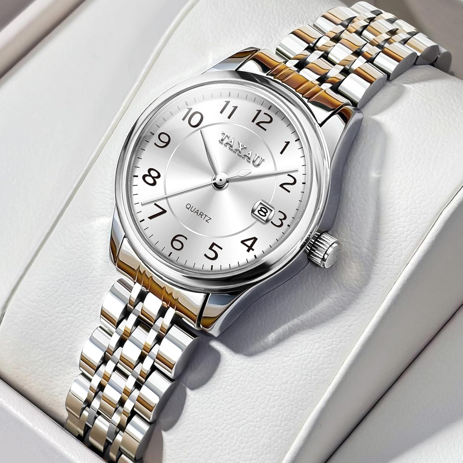 Womens Watch Luxury Dress Gold Silver Two Tone Stainless Steel Watches for Women Waterproof Small Simple Easy Read Ladies Watch Dainty Analog Quartz Women's Wrist Watches Reloj para Mujer - Image 7