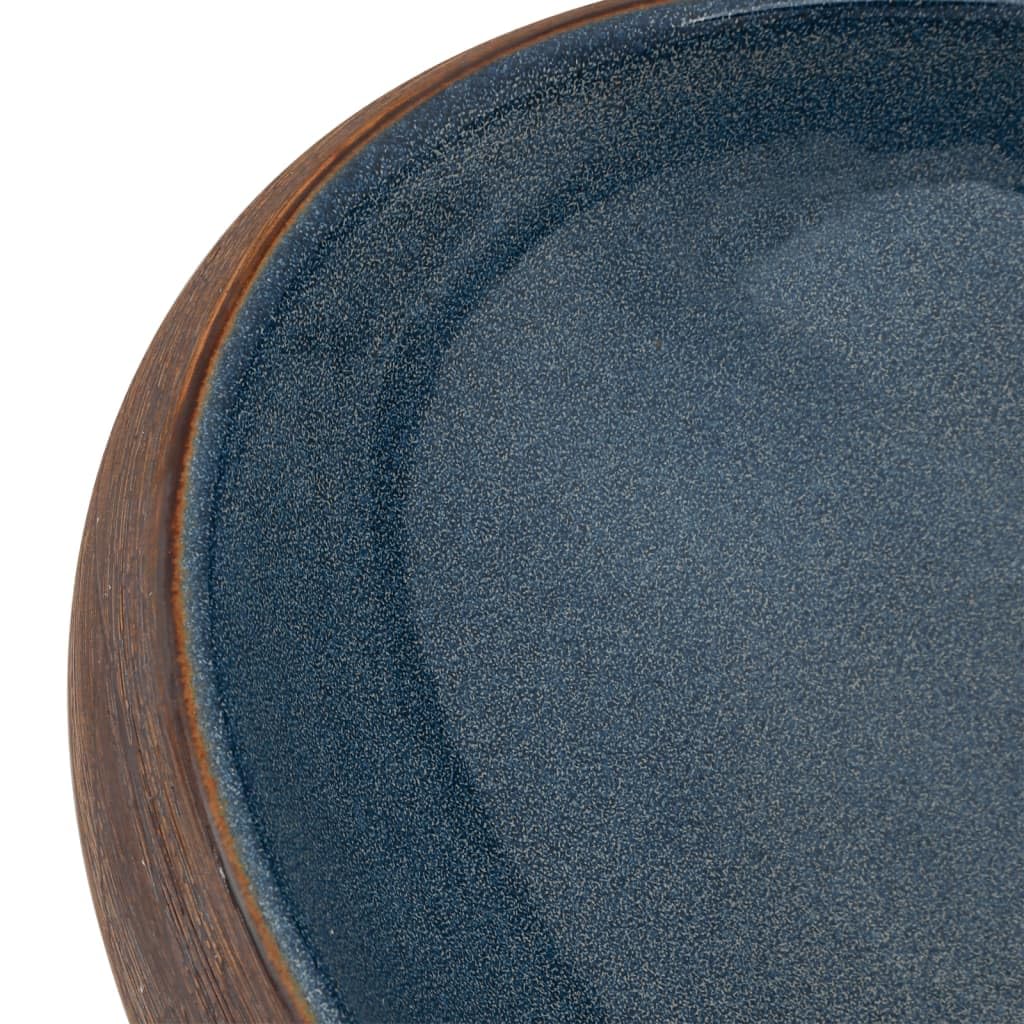 vidaXL Lavabo da Appoggio Marrone e Blu Ovale 59x40x15 cm Ceramica