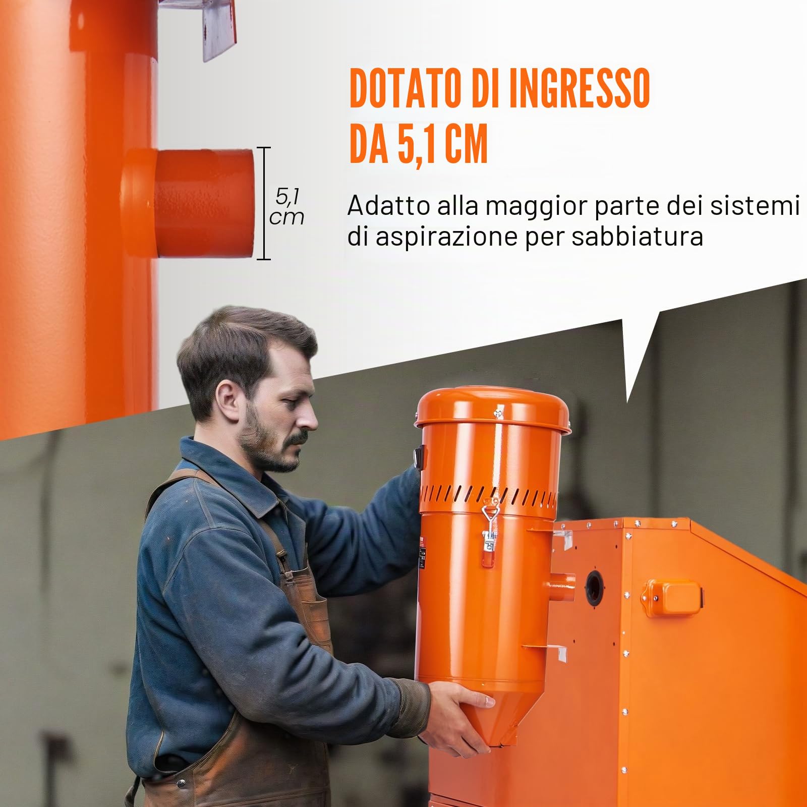 VEVOR Sistema di raccolta polveri 1450 W 1,8 galloni per sabbiatrici