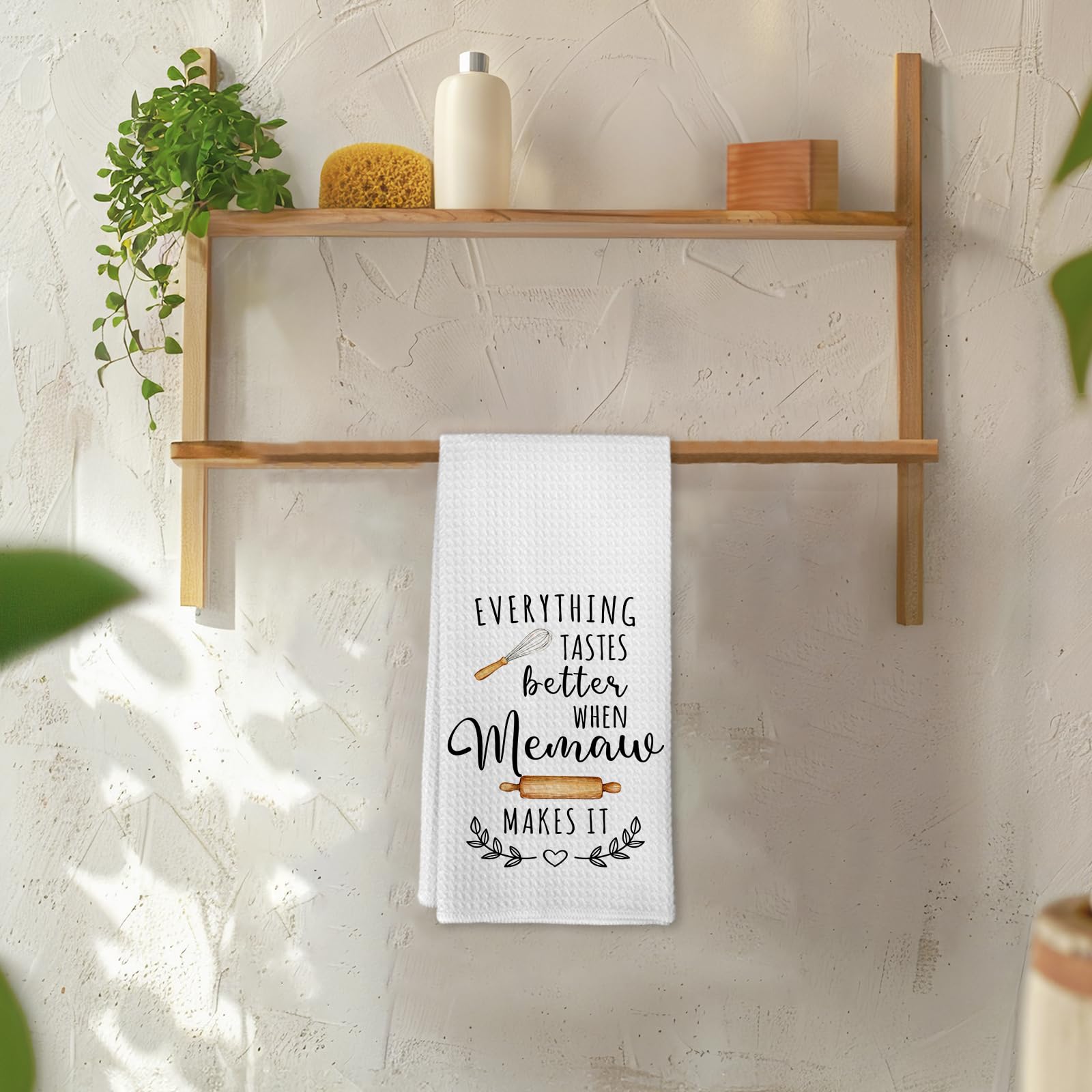 Memaw Mothers Day Birthday Gifts Kitchen Towels for Grandma from Grandkids, Everything Tastes Better When Memaw Makes It Grandma Dish Hand Tea Towels for Bathroom Kitchen Decor, 16x24 Inch