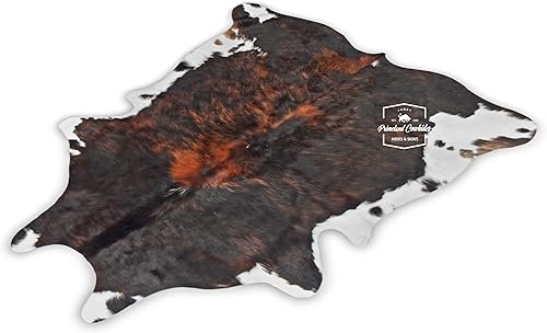 Miniatura 3 de Alfombra de piel de vaca tricolor Dark Brindle, alfombras de piel de vaca genuina para sala de estar Mediana, alfombra de área (5 pies x 6 pies)