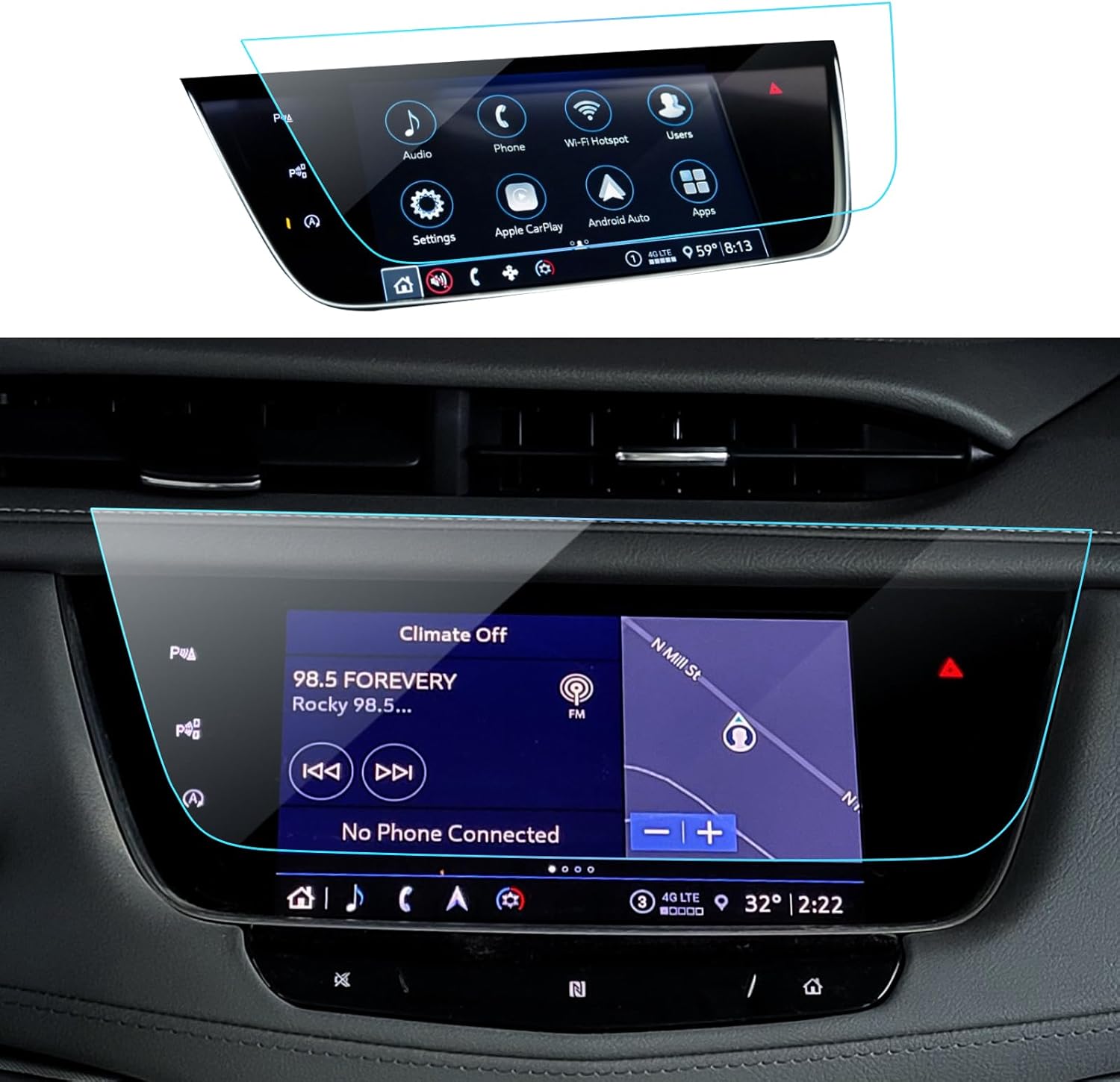 Car Screen Protector for 2015-2023 2024 2025 Cadillac XT5 & 2019-2024 2025 Cadillac XT6 Accessories Navigation Touchscreen Protector Film Tempered Glass HD Clear 8’’