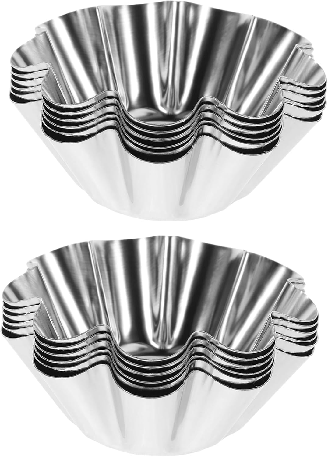 12pcs Non-stick Stainless Steel Flower Tart Pans for Baking Reusable Cupcake Muffin Molds for Desserts Tarts and Parties Kitchen