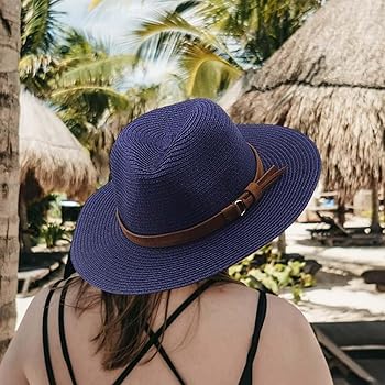 Amazon.com: APLVFFZH Stylish Wide Brim Straw Hat for Sun