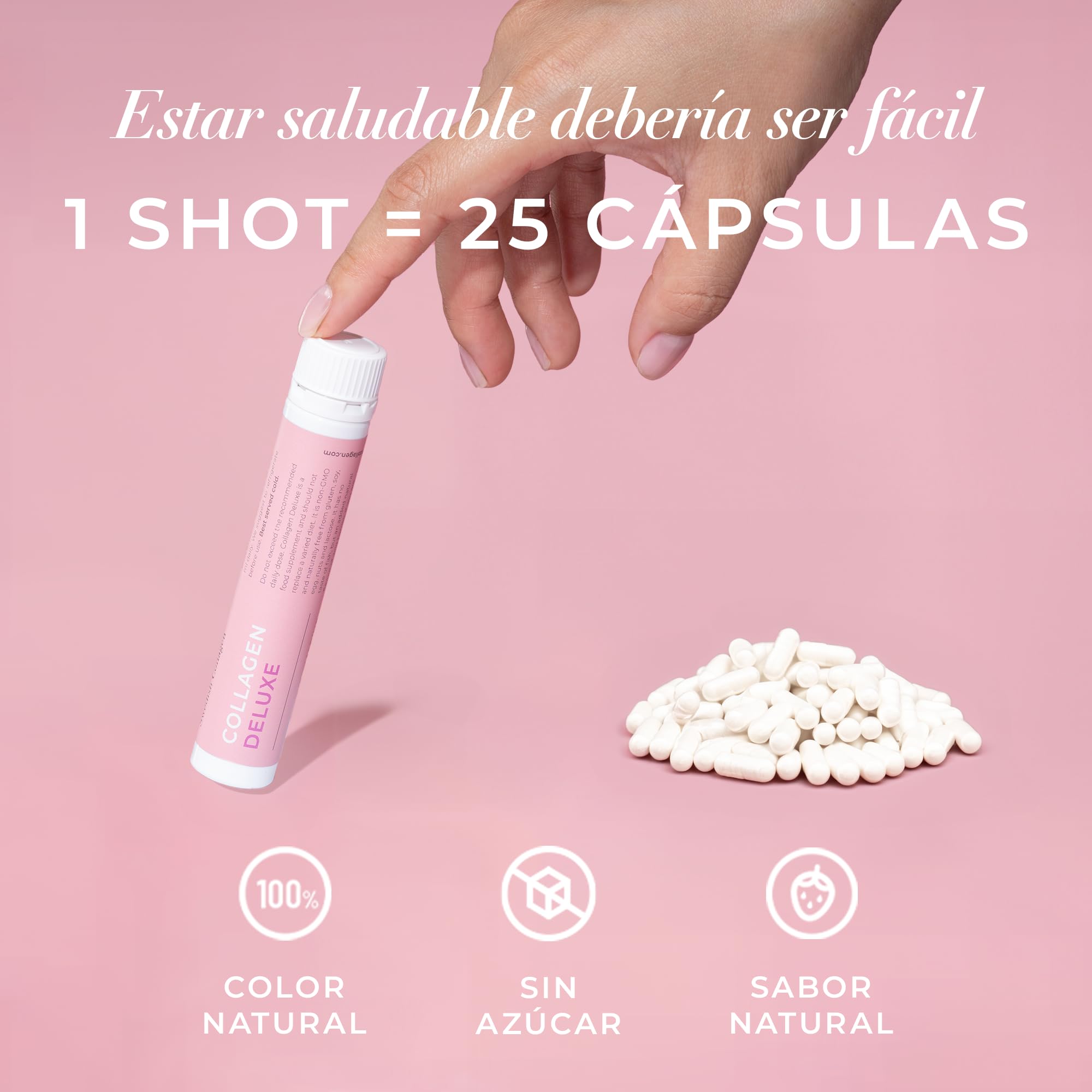 Swedish Collagen Deluxe | Suplemento líquido de colágeno marino hidrolizado de 12.500 mg - 20 dosis diarias de 25 ml | Ácido hialurónico, biotina y vitamina C para un cabello, piel, uñas y
