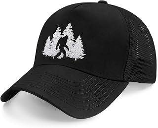 Bigfoot Hat for Men Women - Sasquatch Embroidered Trucker Hat | Hats for Men Perfect Sasquatch Gifts for Dad, Husband - Hiking & Fishing Conversation Starter Grey