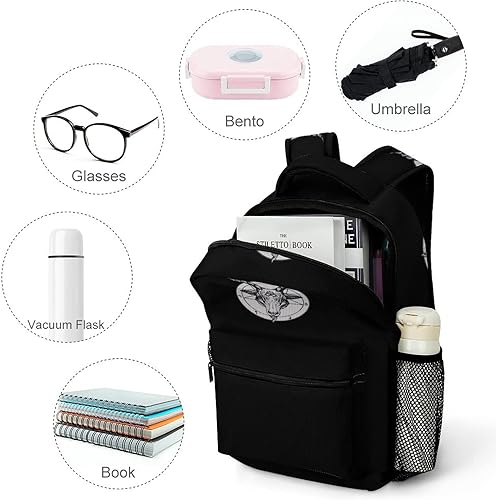 Miniatura 4 de Baphomet Satanic - Mochila para portátil con cabeza de cabra satánica, bolsa de hombro a la moda, mochila de viaje para hombres y mujeres