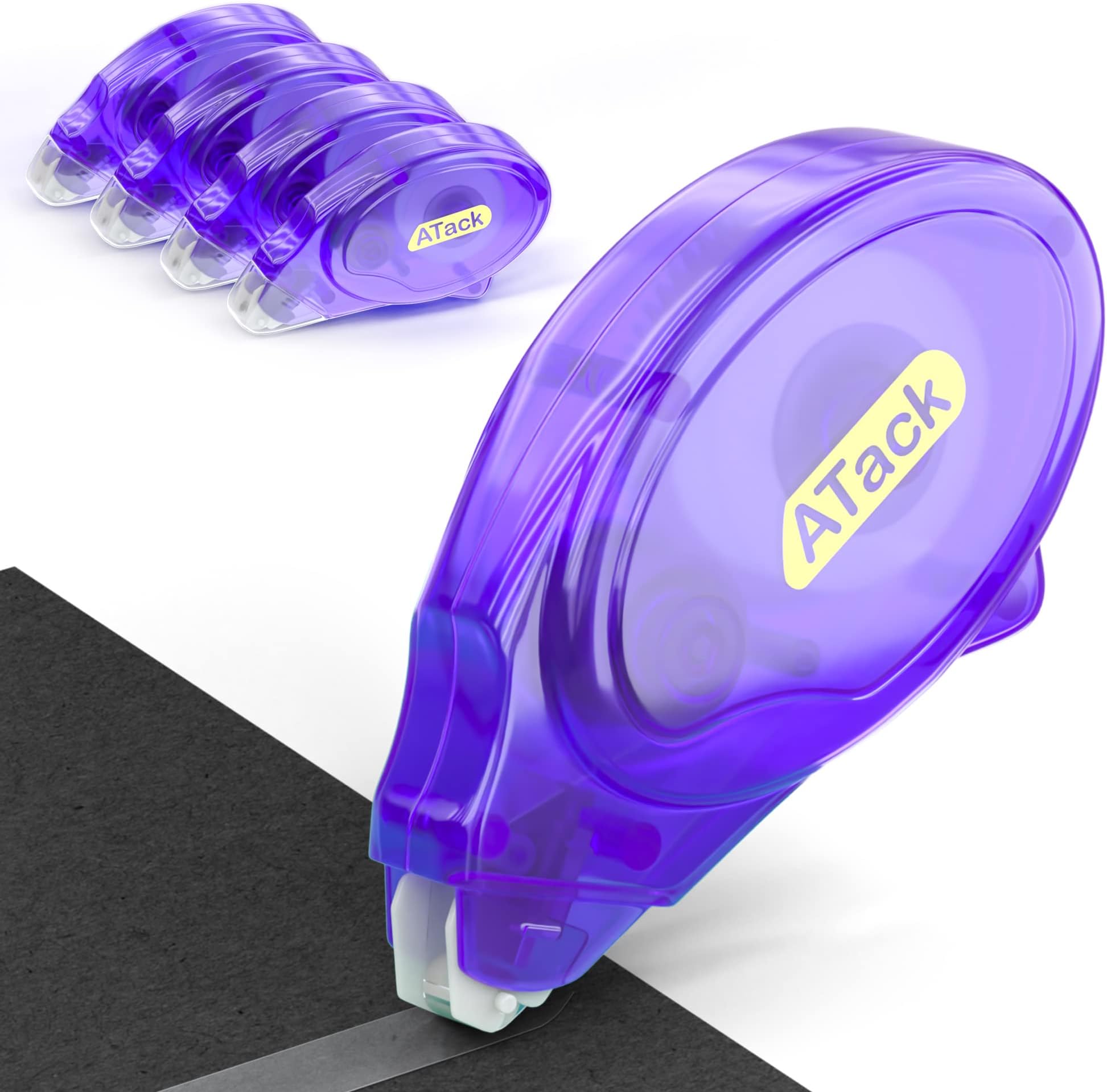 ATack Double Sided Tape Roller Runner for Scrapbooking 4-Pack (0.3-inch x 360-Inch) Acid-Free Double Sided Glue Tape Roller Dispenser for Scrapbooking, Card Making and Crafts - Archival-Safe