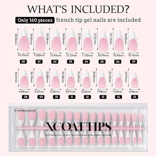 Vista 6 de BTArtboxnails French Gel Nail Tips - Long Stiletto Press on Nails Pink XCOATTIPS for Nail Extensions DIY 4-Rosado