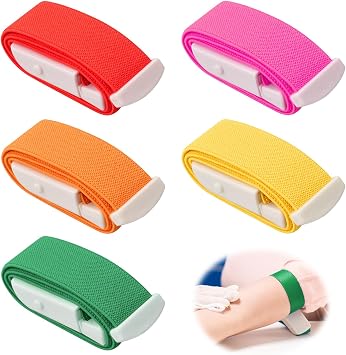 5Pack Adjustable Tourniquet Set with Quick-Release Buckle,First Aid Blood Stop Belt for Emergency Care,Ideal for Adults & Kids Red, Orange, Yellow, Green, Rose