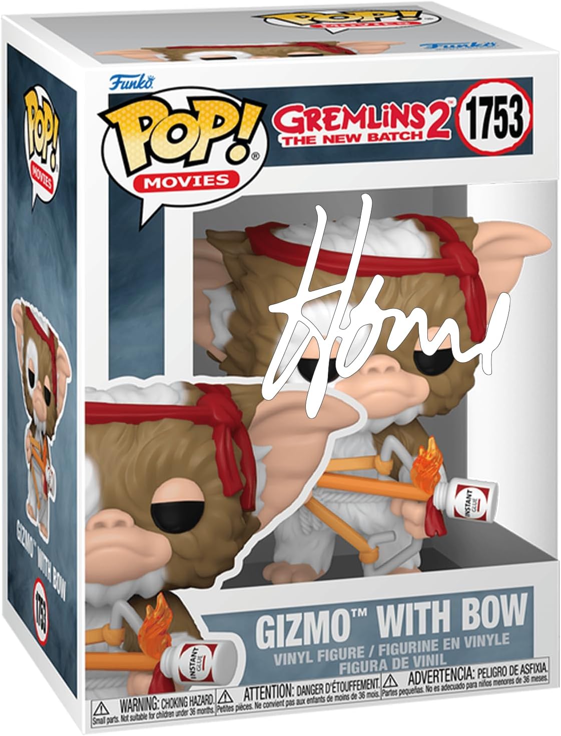 Howie Mandel Gizmo with Bow #1753 Facsimile Signed Reprint Laser Autographed Funko POP! Movies Gremlins Figurine with Protector Case